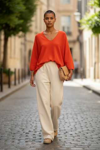 Jersey BOLOI de cuello pico manga 3/4 naranja