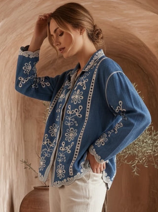 Camisa FANNY troquelada bordada yean