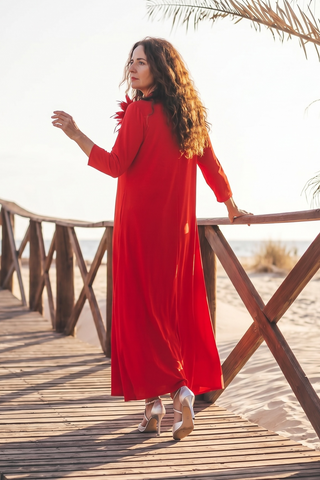 Vestido KLAVEL manga 3/4 rojo