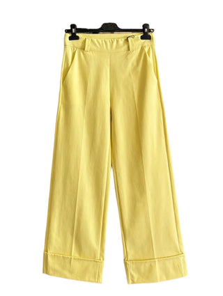 Pantalón BATUS recto con vuelta bajo amarillo