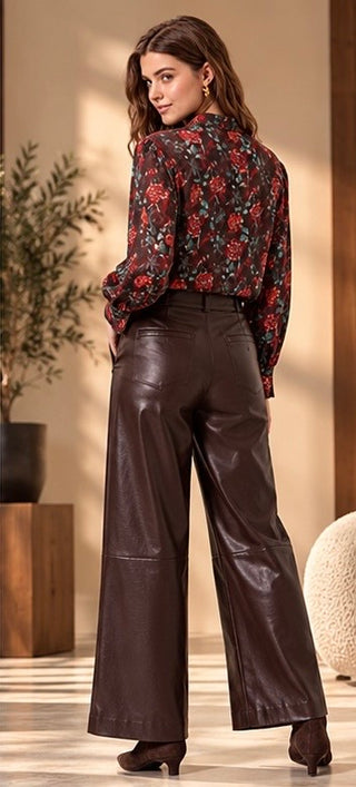 Pantalon CAPU estilo recto y ancho chocolate