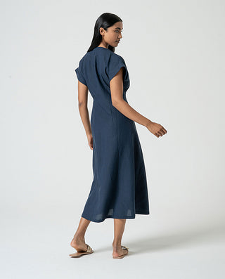 Vestido TINE camisero largo midi marino