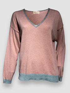 Jersey CRISTEL cuello pico fino rosa