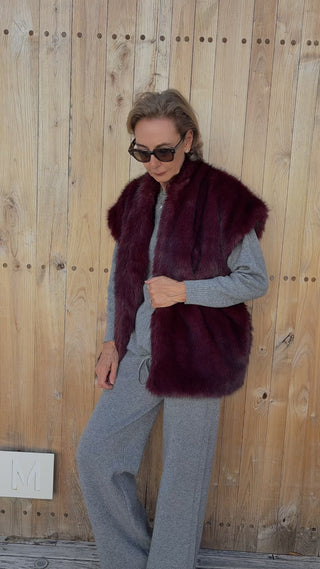 Chaleco ANNETTE de pelo  burdeos