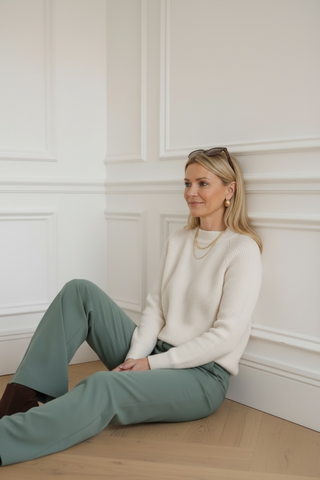 Pantalon SOLVEJ recto en verde