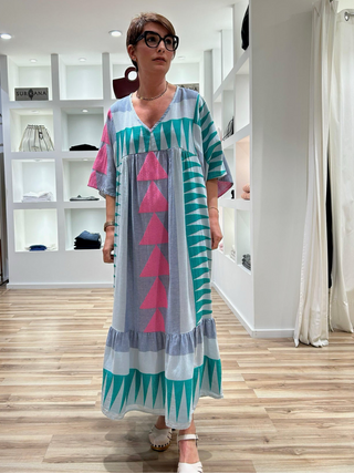 Vestido PINNA estampado ethnico fucsia