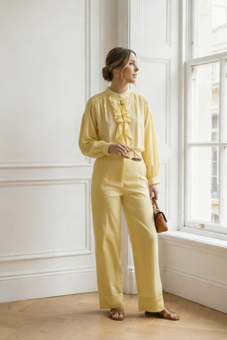Pantalón BATUS recto con vuelta bajo amarillo