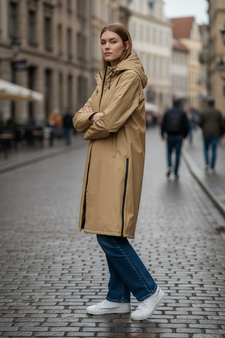 Parka TORMENTA midi gruesa camel