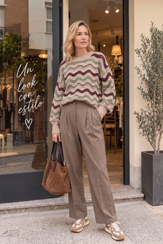Jersey INAYA zigzag grueso camel