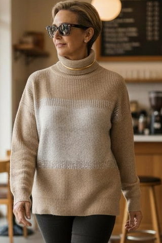 Jersey INDO grueso bicolor beige