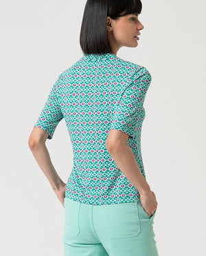 Camiseta KAVI escote pico estampada turquesa