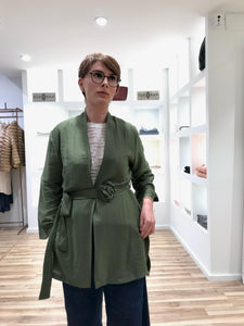 Kimono MULÁN liso corto verde kaki