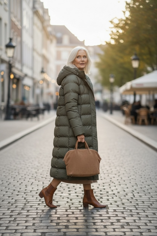 Parka PUDDLE guateado largo kaki