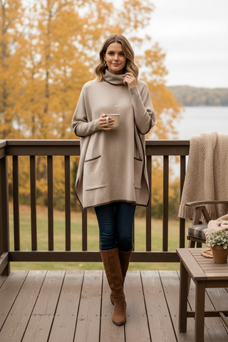 Jersey ZOÉ liso con bolsillos beige