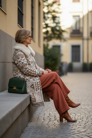 Abrigo MÁKULA estampado ethnico marrón