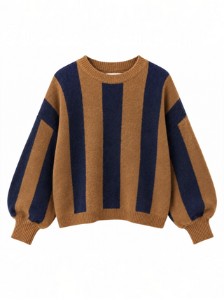 Jersey JADE amplio a rayas marino y camel