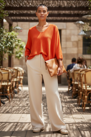 Jersey BOLOI de cuello pico manga 3/4 naranja