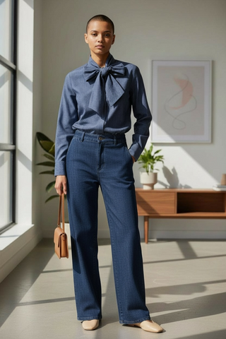 Camisa DAIRINE de rayas con lazada al cuello