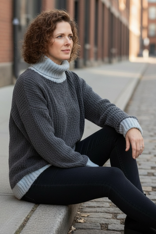 Jersey VAILA grueso rizado azul