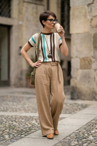 Jersey LILY murciélago de rayas en marrón