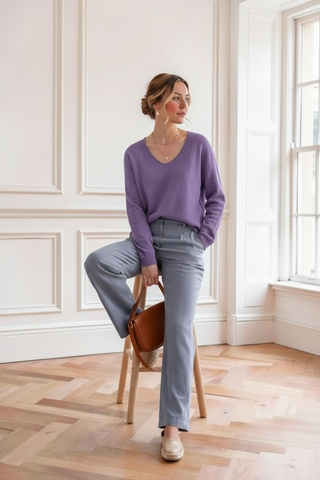 Jersey LYN básico de cuello pico lila