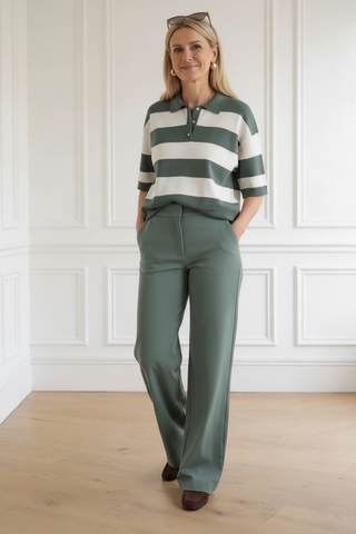 Camiseta CONNY rayas manga corta kaki