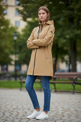 Parka NUOVOLA midi bolsillos camel