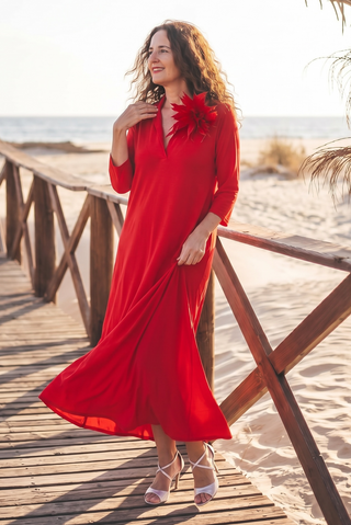 Vestido KLAVEL manga 3/4 rojo