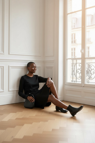 Vestido LISA corto con corte evasé negro