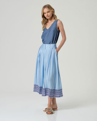 Falda INLO maxi azul celeste