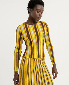 Jersey SARA ajustado amarillo y marrón