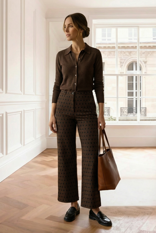 Pantalón IRDA recto geométrico negro