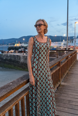 Vestido BRISS bieses chocolate y azul