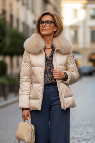 Guateado LILITH corto capucha pelo extraible champán