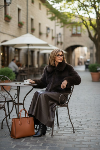 Chaquetón AILSA pelo cremallera corto café