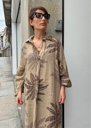 Vestido MILDRED lino 100% palmeras