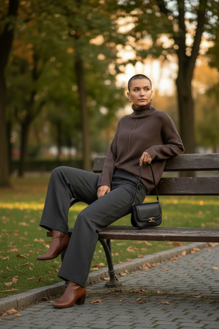 Jersey ZINTRIA de cuello vuelto amplio chocolate