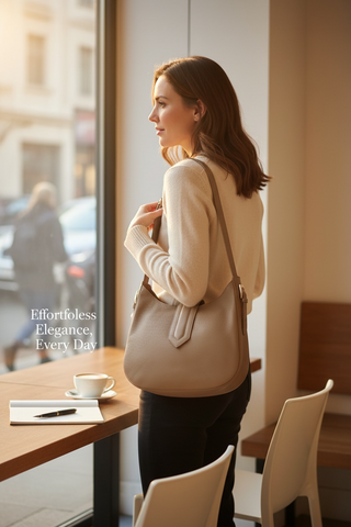 Bolso OLMO de piel en color beige