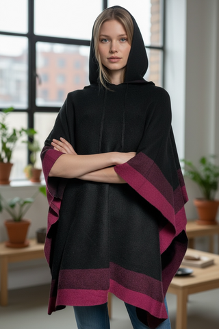 Poncho BORNEO con capucha negro