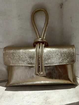 Bolso MICHELLE de piel con lazo dorado