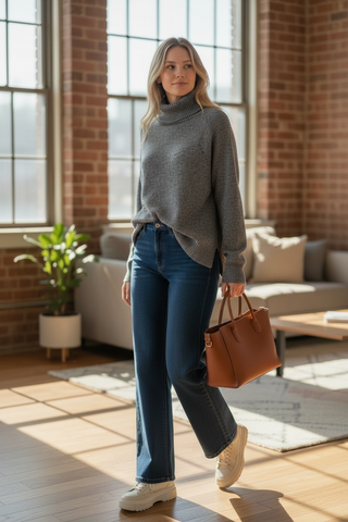 Jersey RUSEL cuello alto punto gris