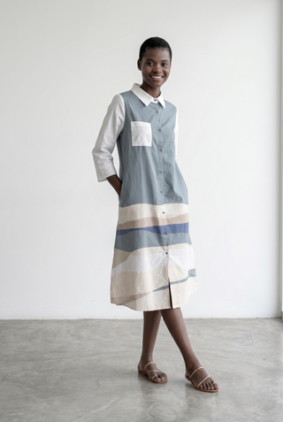 Vestido CLEOTA camisero manga 3/4 kaki