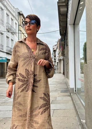 Vestido MILDRED lino 100% palmeras