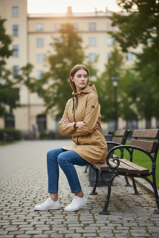 Parka NUOVOLA midi bolsillos camel