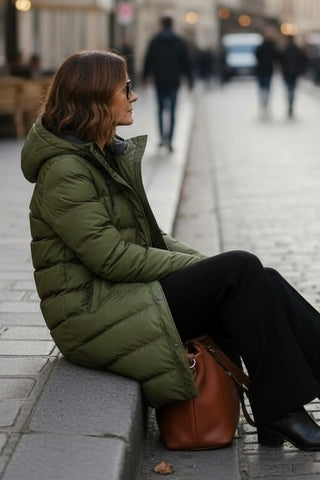 Parka PUDDLE guateado largo verde