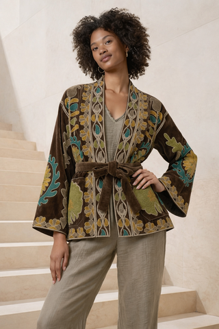 MASHA el kimono de terciopelo bordado