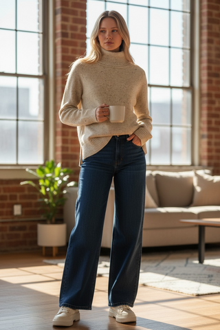 Jersey RUSEL cuello alto punto beige