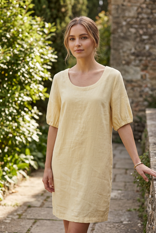 Vestido SUNE corto manga corta amarillo