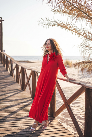 Vestido KLAVEL manga 3/4 rojo