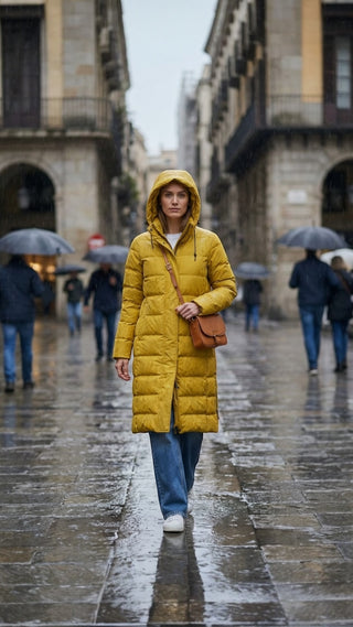 Parka PUDDLE guateado largo amarillo